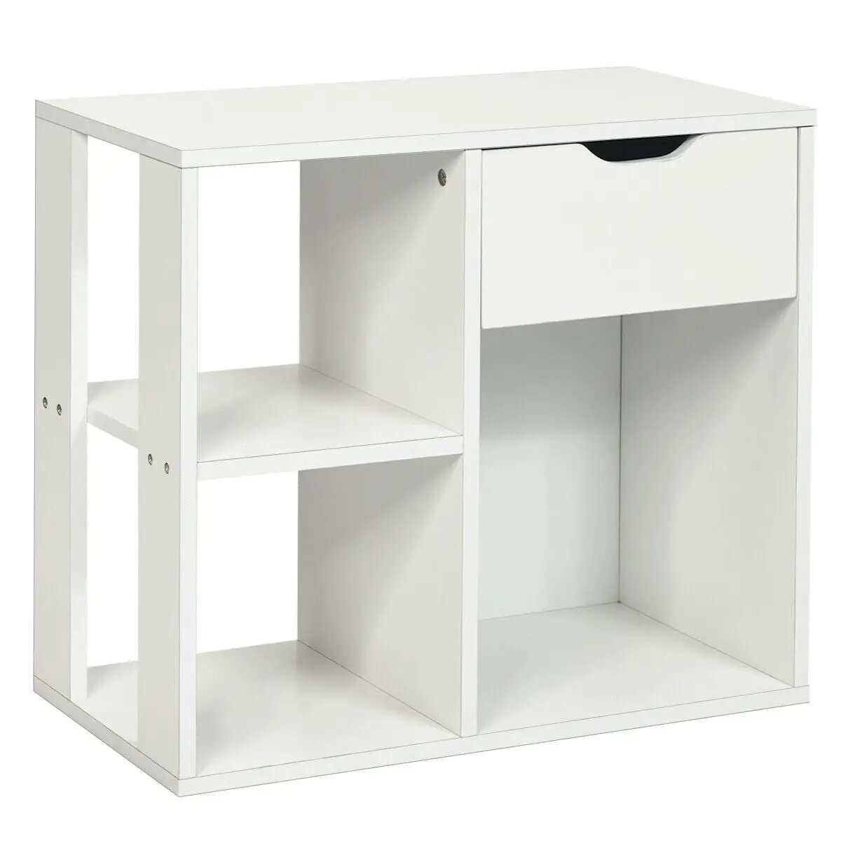 3-Cube Bookcase 2-tier Wooden Storage Shelf with Pull-out Drawer-Brown by DirectDeals