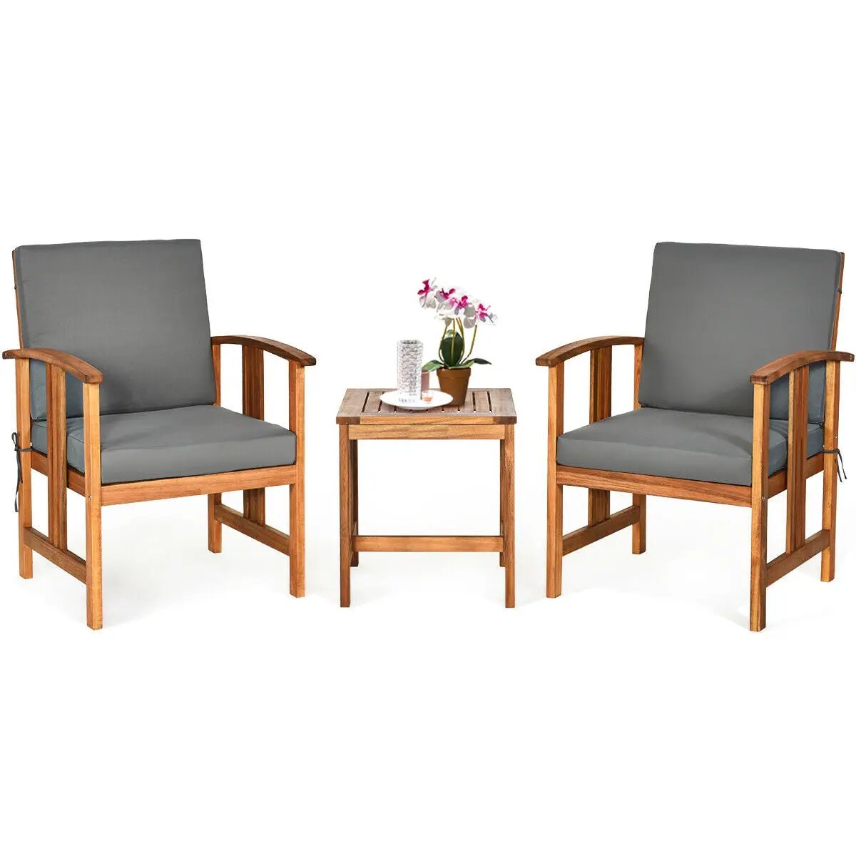 3PC Solid Wood Outdoor Patio Sofa Furniture Set by DirectDeals