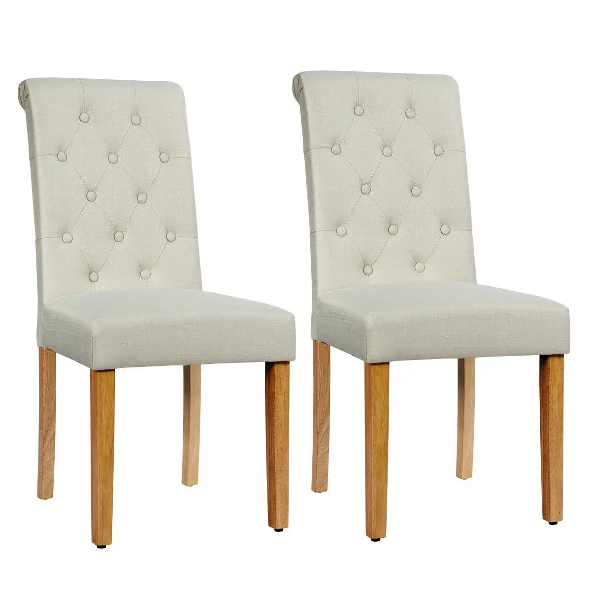 2 Pieces Tufted Dining Chair Set with Adjustable Anti-Slip Foot Pads by DirectDeals