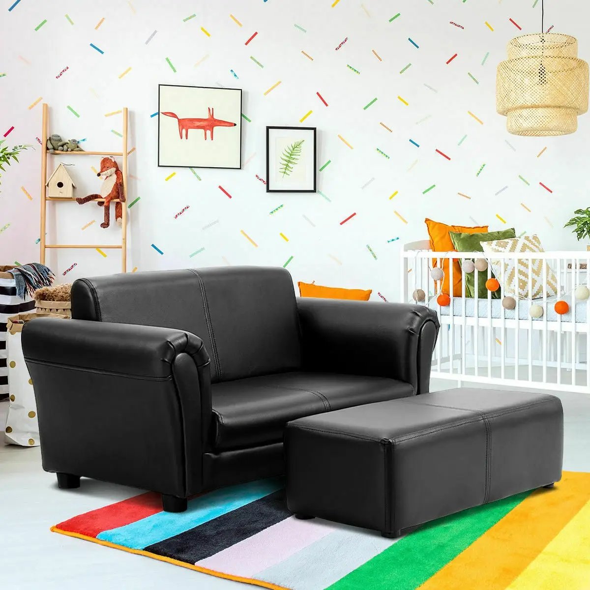 Soft Kids Double Sofa with Ottoman by DirectDeals