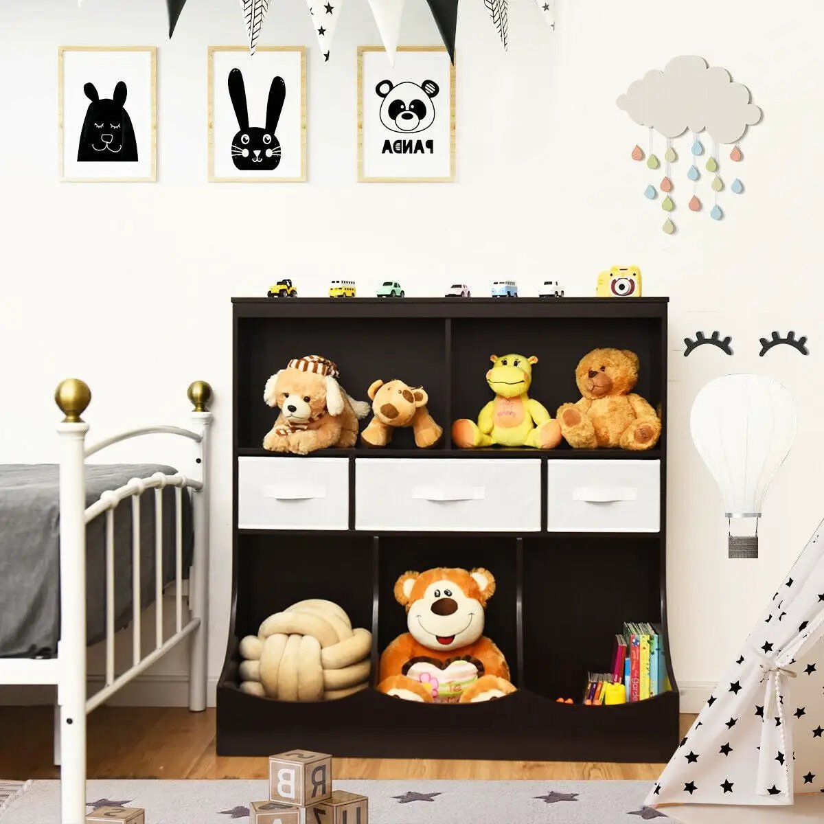 Freestanding Combo Cubby Bin Storage Organizer Unit W/3 Baskets by DirectDeals