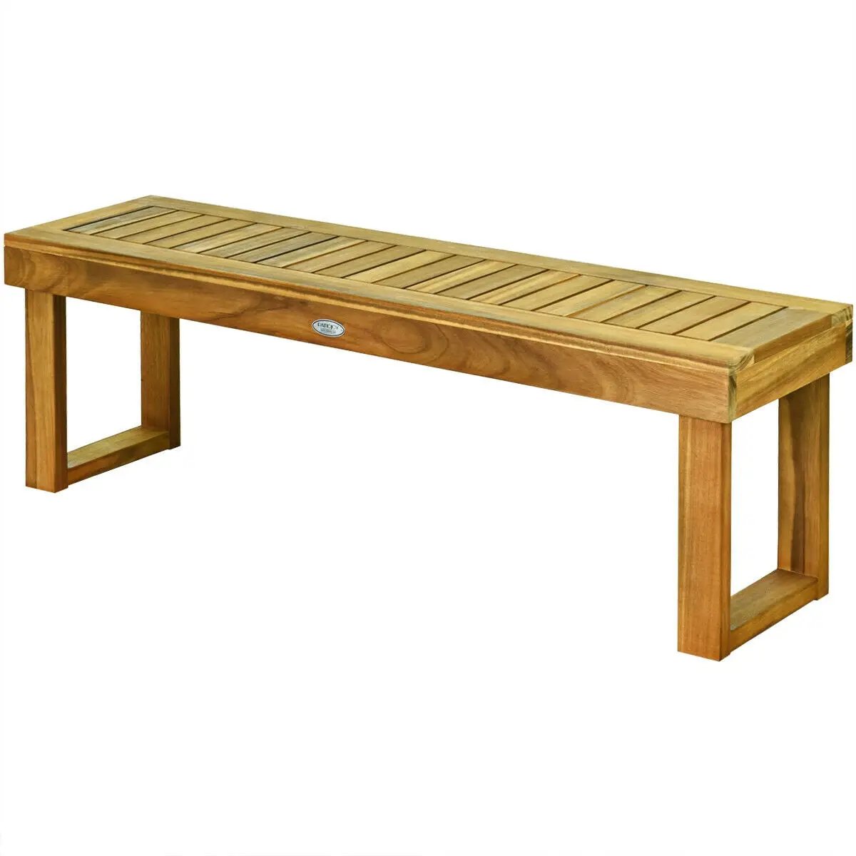 52 Inch Acacia Wood Dining Bench with Slatted Seat by DirectDeals