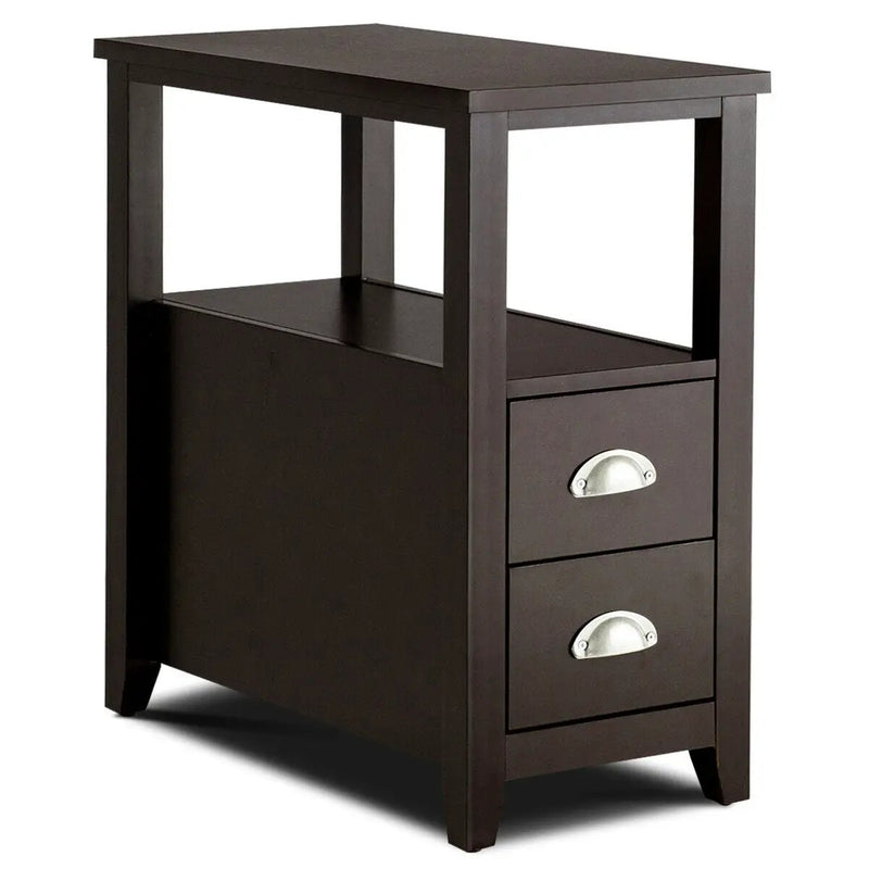 End Table Wooden with 2 Drawers and Shelf Bedside Table by DirectDeals