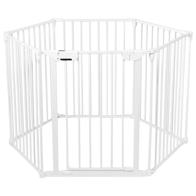 6 Panel Wall-mount Adjustable Baby Safe Metal Fence Barrier-White by DirectDeals