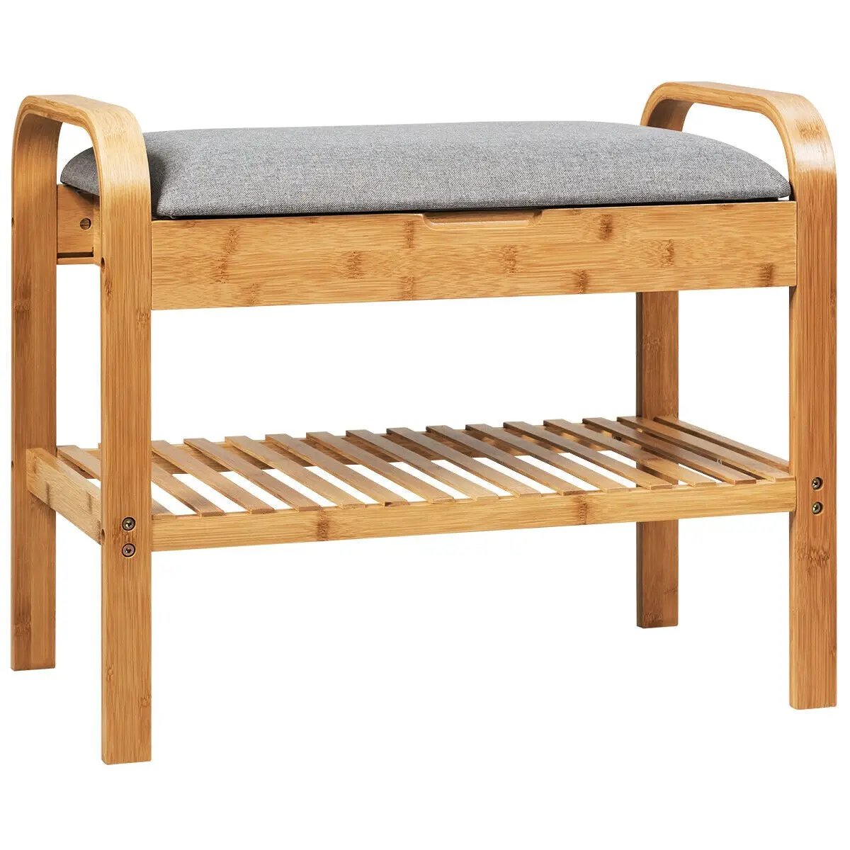 Shoe Rack Bench Bamboo with Storage Shelf-Natural by DirectDeals