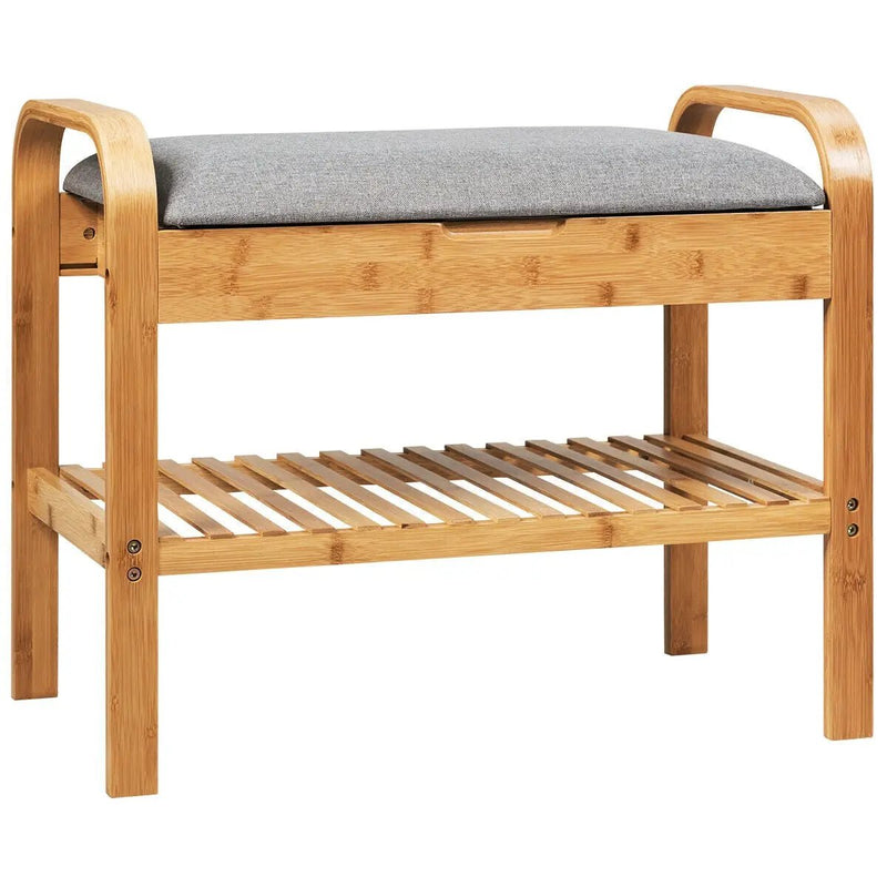 Shoe Rack Bench Bamboo with Storage Shelf-Natural by DirectDeals