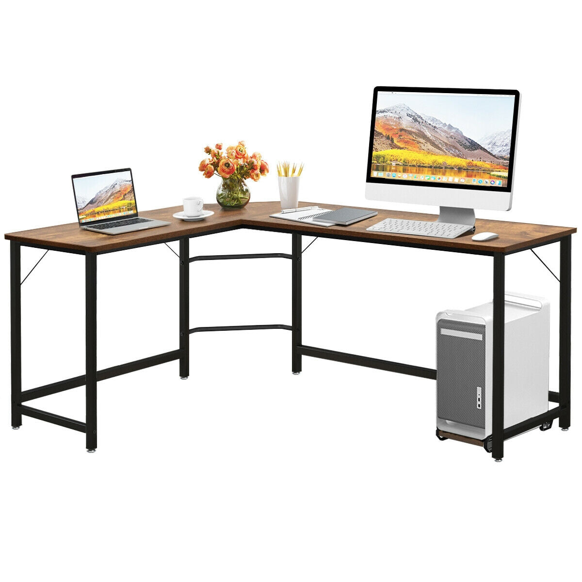 L Shaped Desk Corner Computer Desk PC Laptop Gaming Table Workstation by DirectDeals