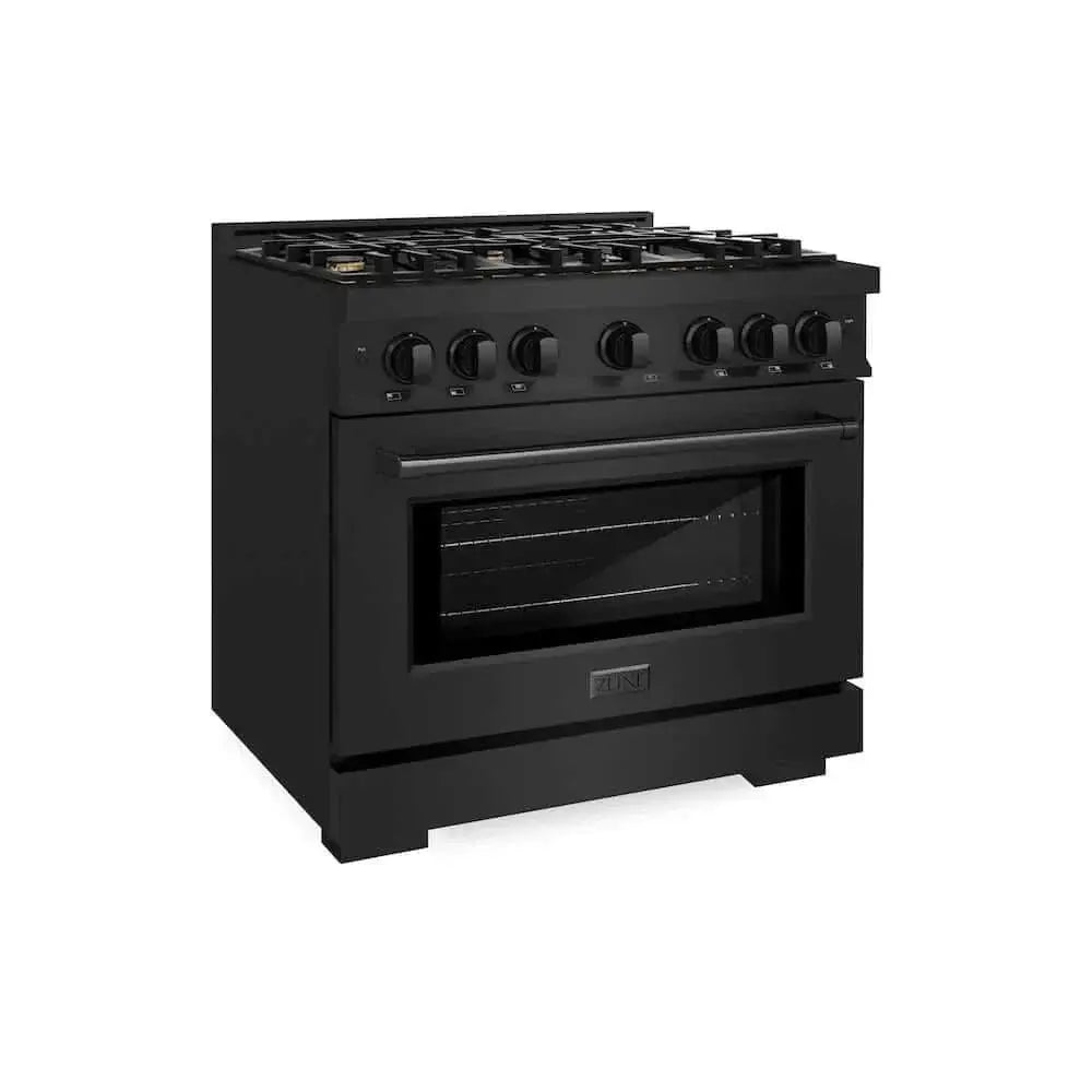 ZLINE 36" Select Dual Fuel Range Gas Cooktop Electric Convection Oven Black Stainless Steel Brass Burners HDRB-BR-36 by Farmhouse Kitchen and Bath