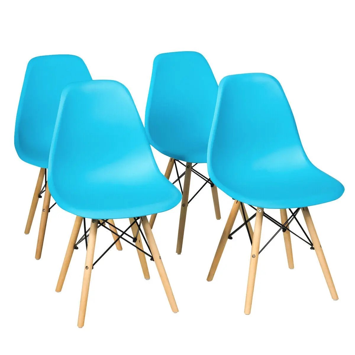 4 Pieces Modern Armless Dining Chair Set with Wood Legs by DirectDeals