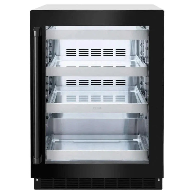 ZLINE 24" Touchstone 151 Can Beverage Fridge Black Stainless Steel Glass Door RBSO-BS-24 by Farmhouse Kitchen and Bath