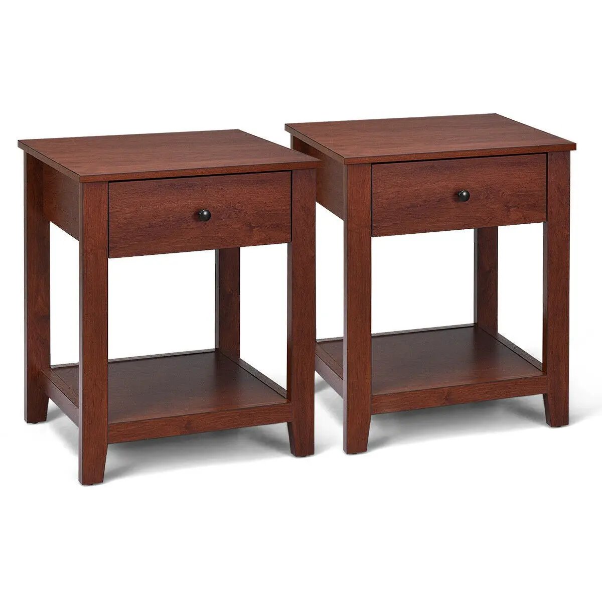 Set of 2 Nightstand with Storage Shelf and Pull Handle by DirectDeals
