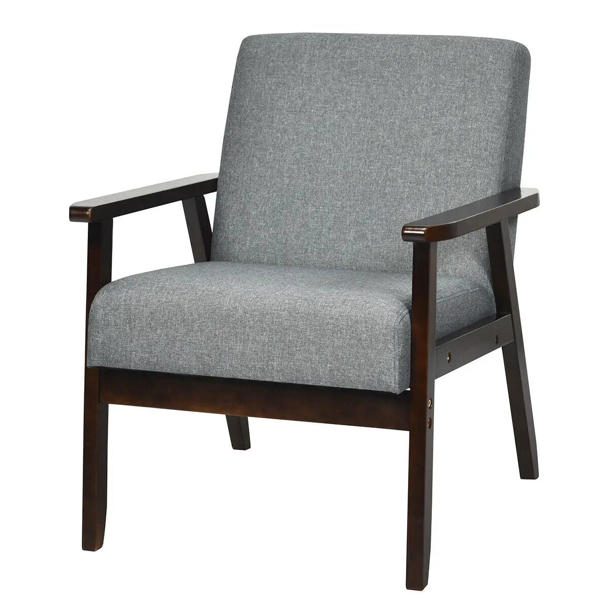 Solid Rubber Wood Fabric Accent Armchair by DirectDeals