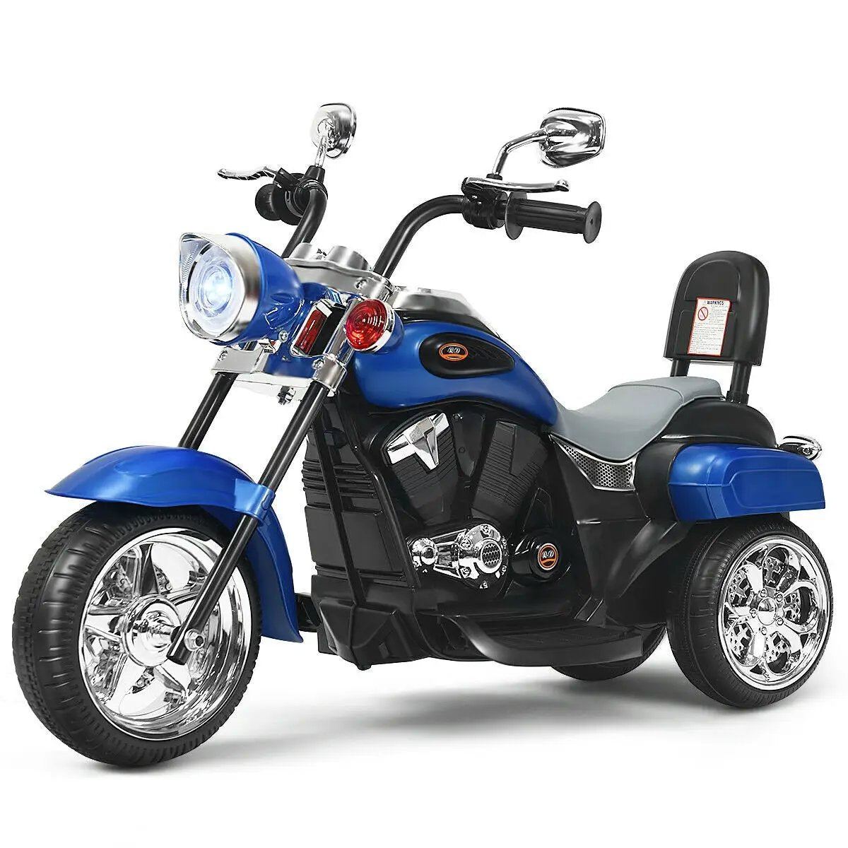 6V Powered Toddler 3-Wheel Motorbike Ride On Toy with Horn and Headlight-Black and White by DirectDeals