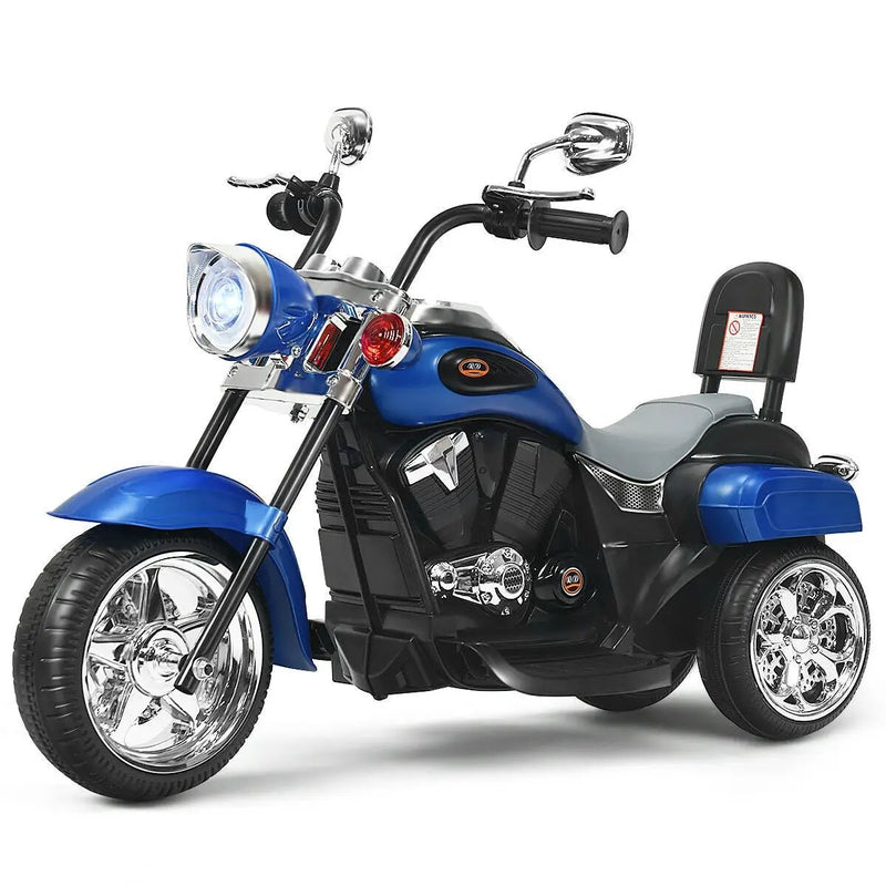 6V Powered Toddler 3-Wheel Motorbike Ride On Toy with Horn and Headlight-Black and White by DirectDeals