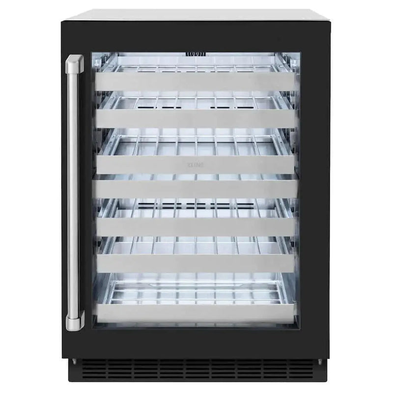 ZLINE 24" Touchstone Dual Zone 44 Bottle Wine Cooler Black Matte Glass Door RWDO-BLM-24 by Farmhouse Kitchen and Bath