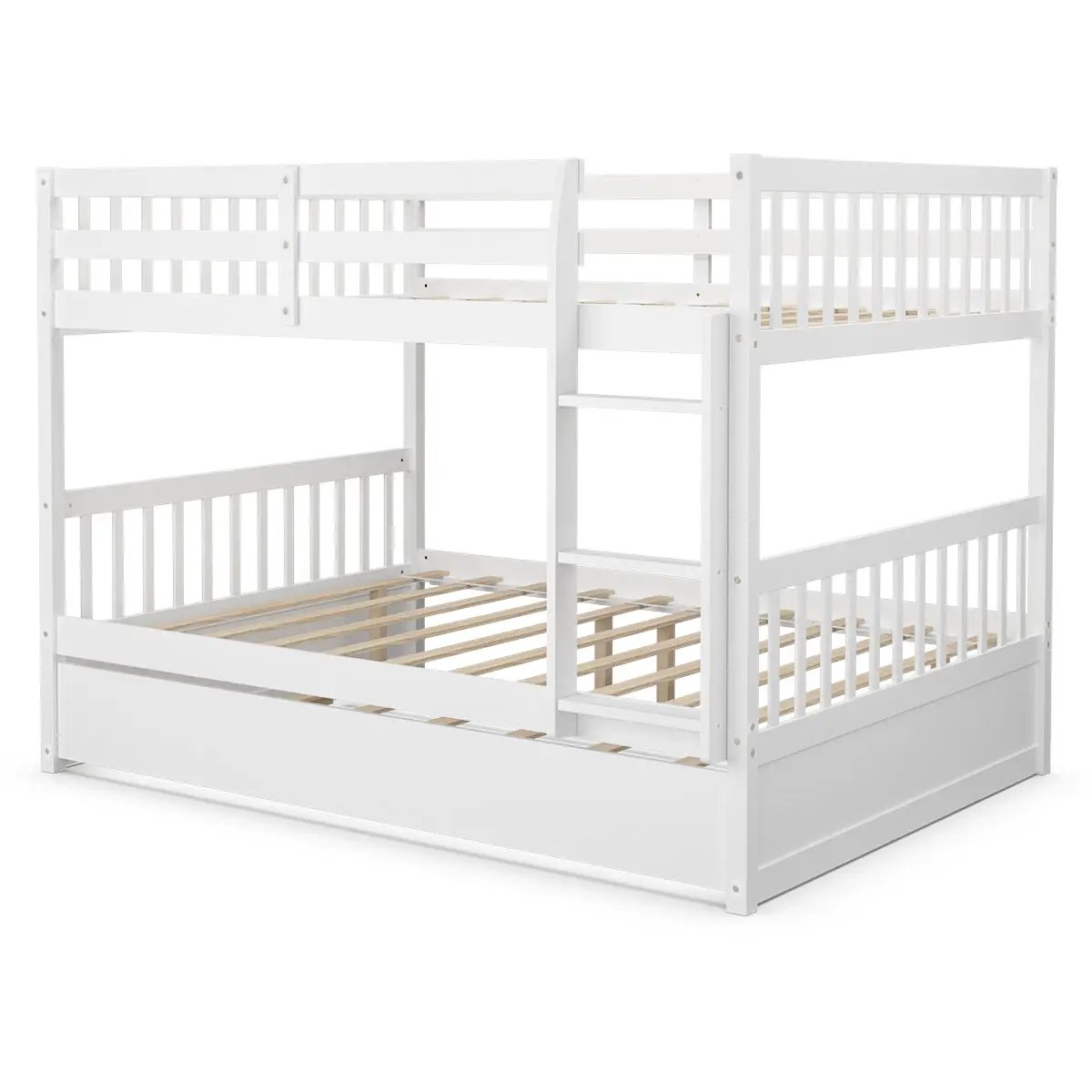 Full over Full Bunk Bed Platform Wood Bed with Ladder by DirectDeals