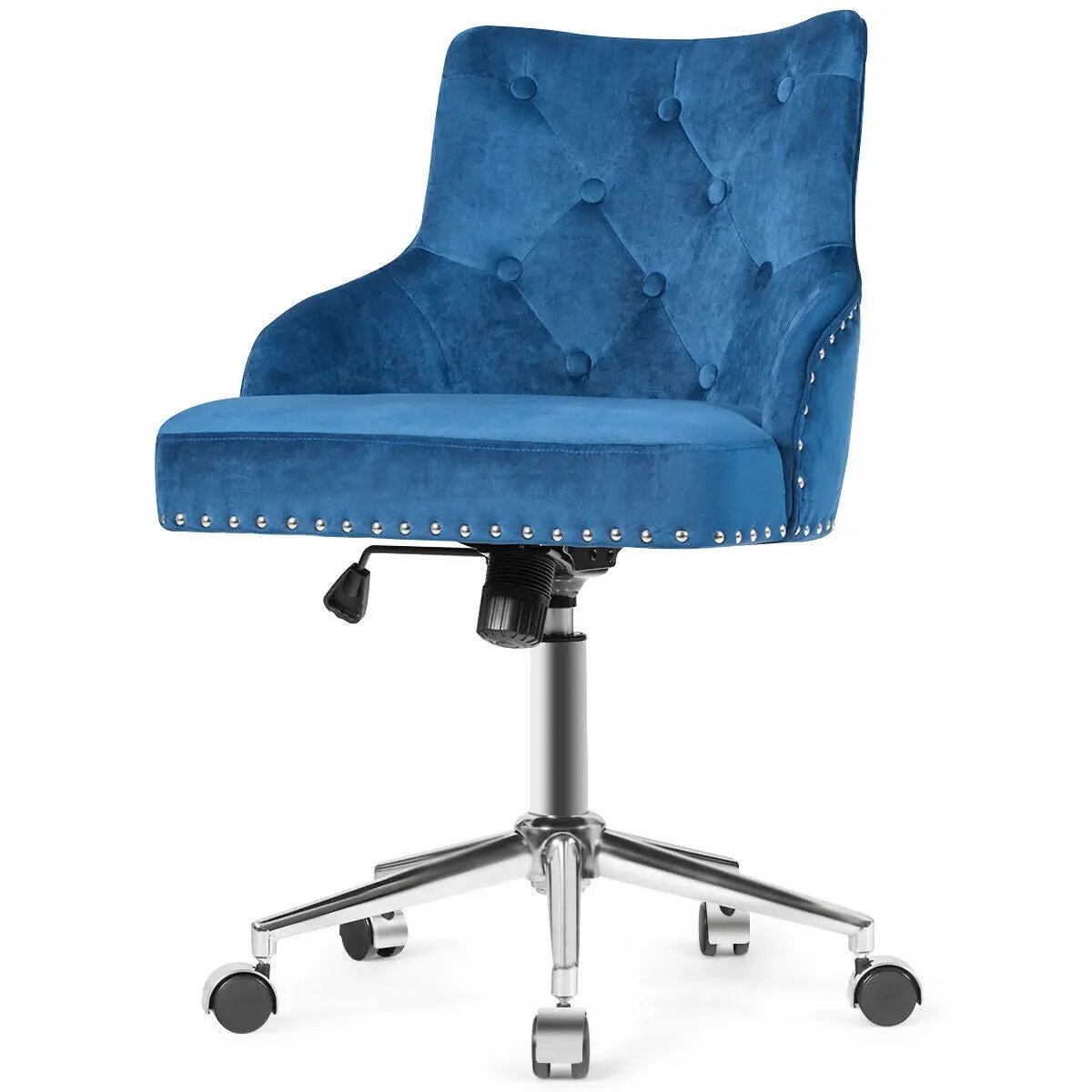 Tufted Upholstered Swivel Computer Desk Chair with Nailed Tri by DirectDeals
