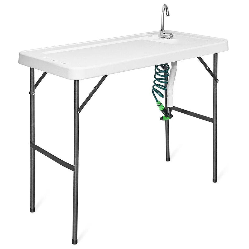 Folding Cleaning Sink Faucet Cutting Camping Table with Sprayer by DirectDeals