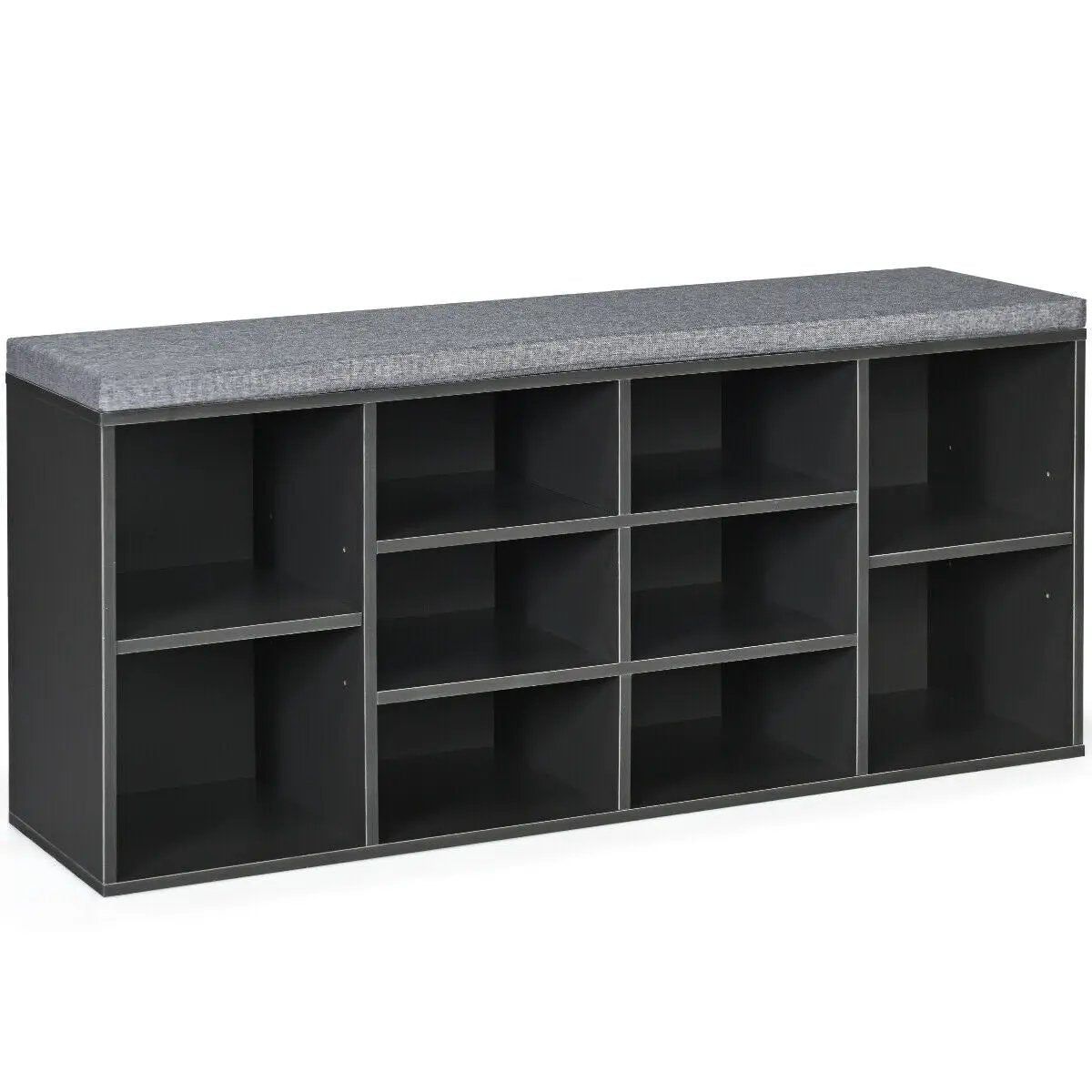 10-Cube Organizer Shoe Storage Bench with Cushion for Entryway by DirectDeals