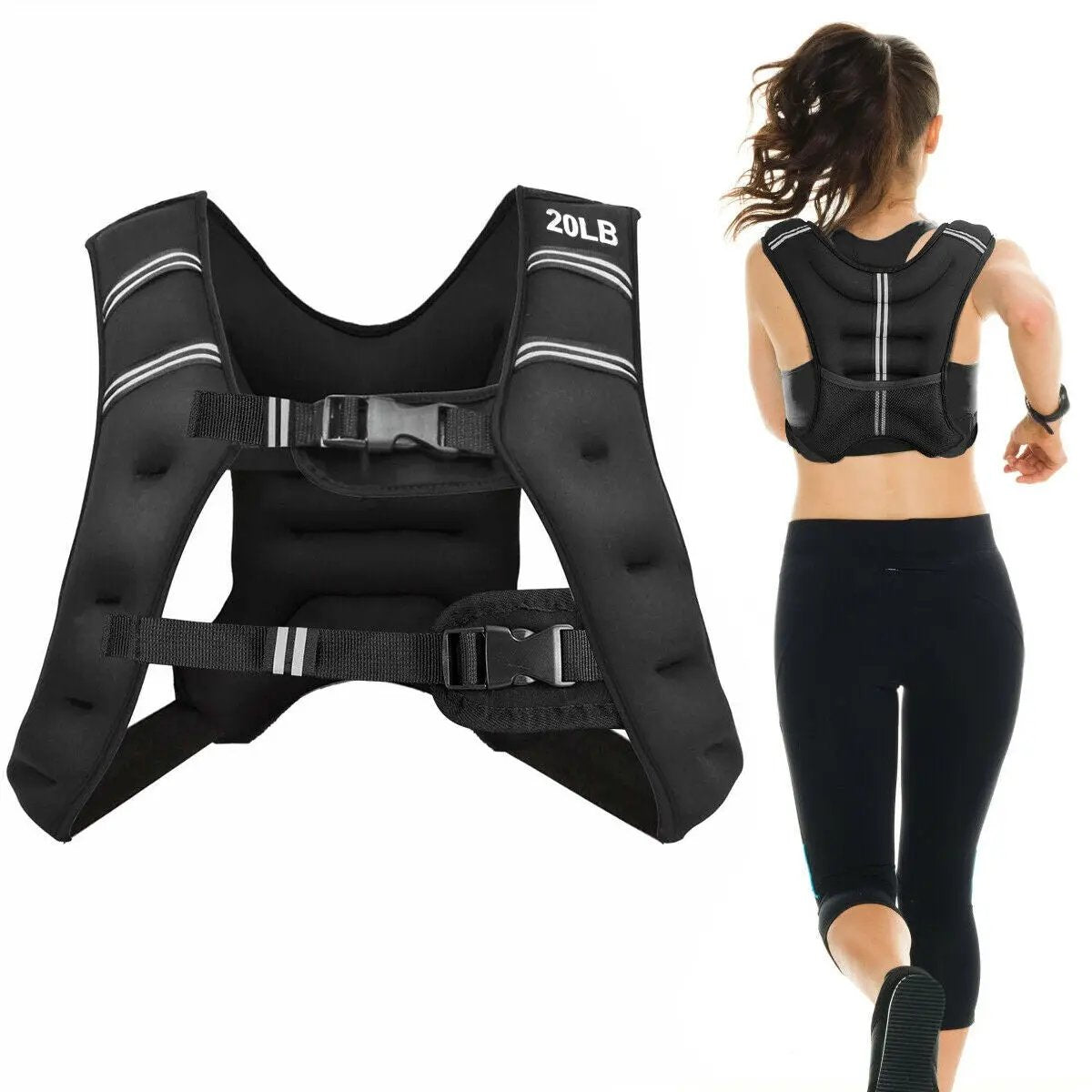 Training Weight Vest Workout Equipment with Adjustable Buckles and Mesh Bag by DirectDeals
