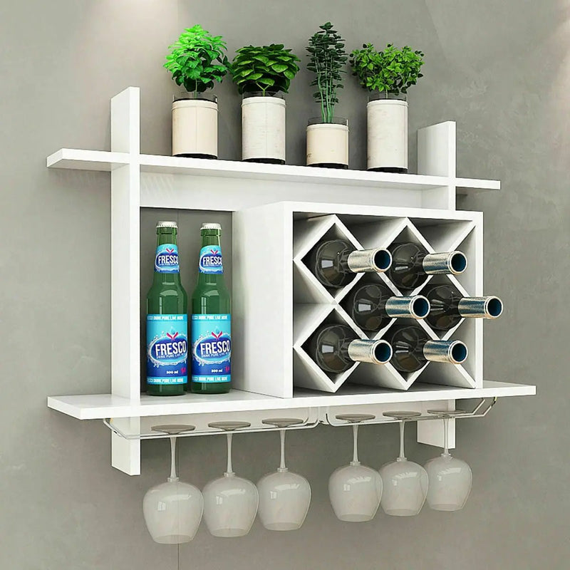 Wall Mount Wine Rack Organizer with Glass Holder Storage Shelf by DirectDeals