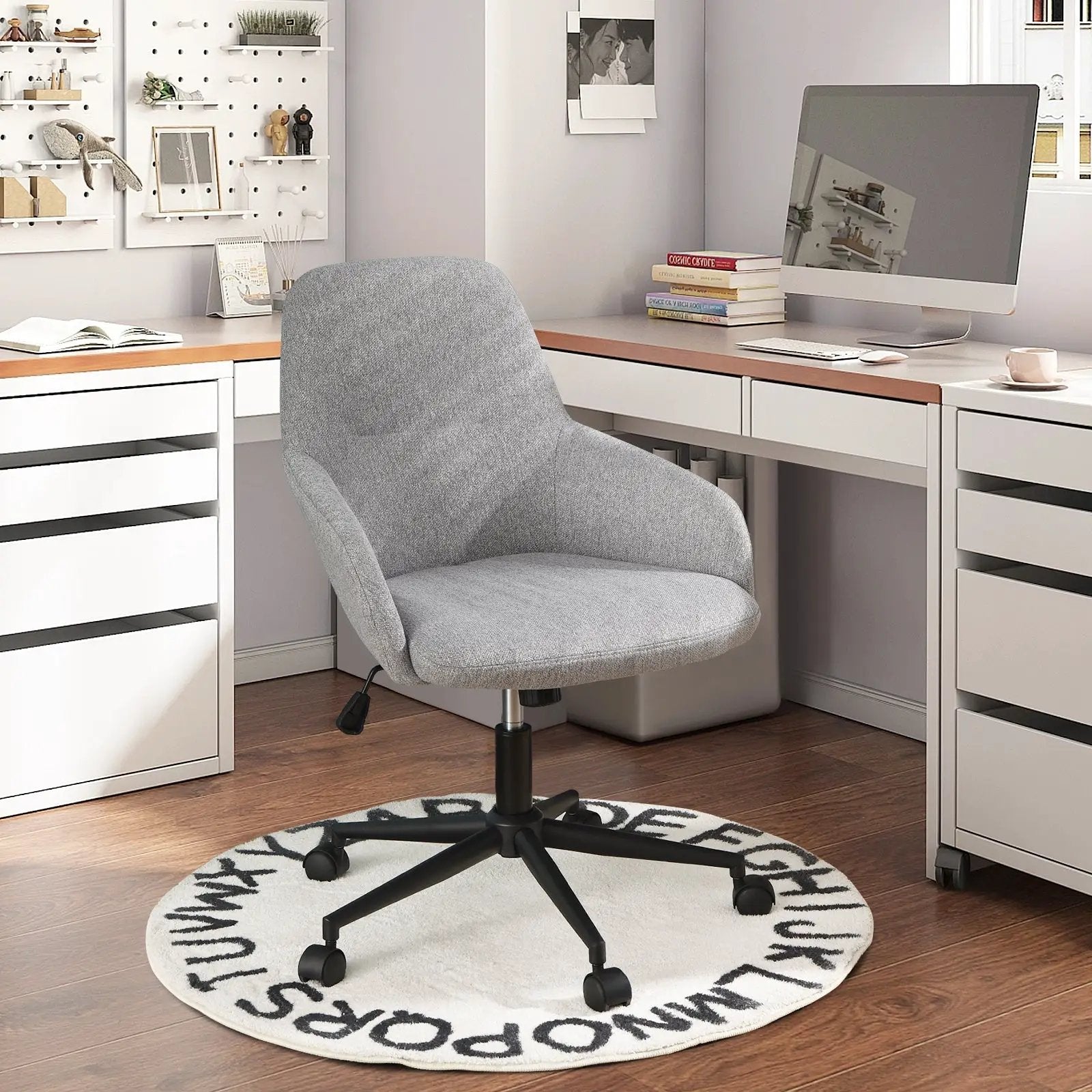 Fabric Home Office Chair with Rocking Backres-Gray by DirectDeals