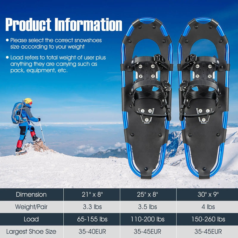 21/25/30 Inch Lightweight Terrain Snowshoes with Flexible Pivot System by DirectDeals