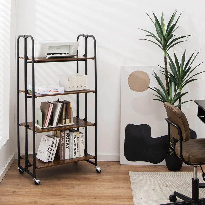 Foldable Rolling Cart with Storage Shelves for Kitchen-4-Tier by DirectDeals