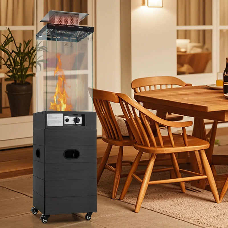 40000 BTU Patio Heater Outdoor Propane Gas Heater with Cover and Wheels-Black by DirectDeals