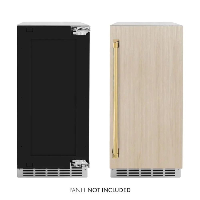 ZLINE 15" Touchstone Clear Cube Ice Maker Drain Pump Panel Ready Door Polished Gold Door ICCDPZ-15-G by Farmhouse Kitchen and Bath