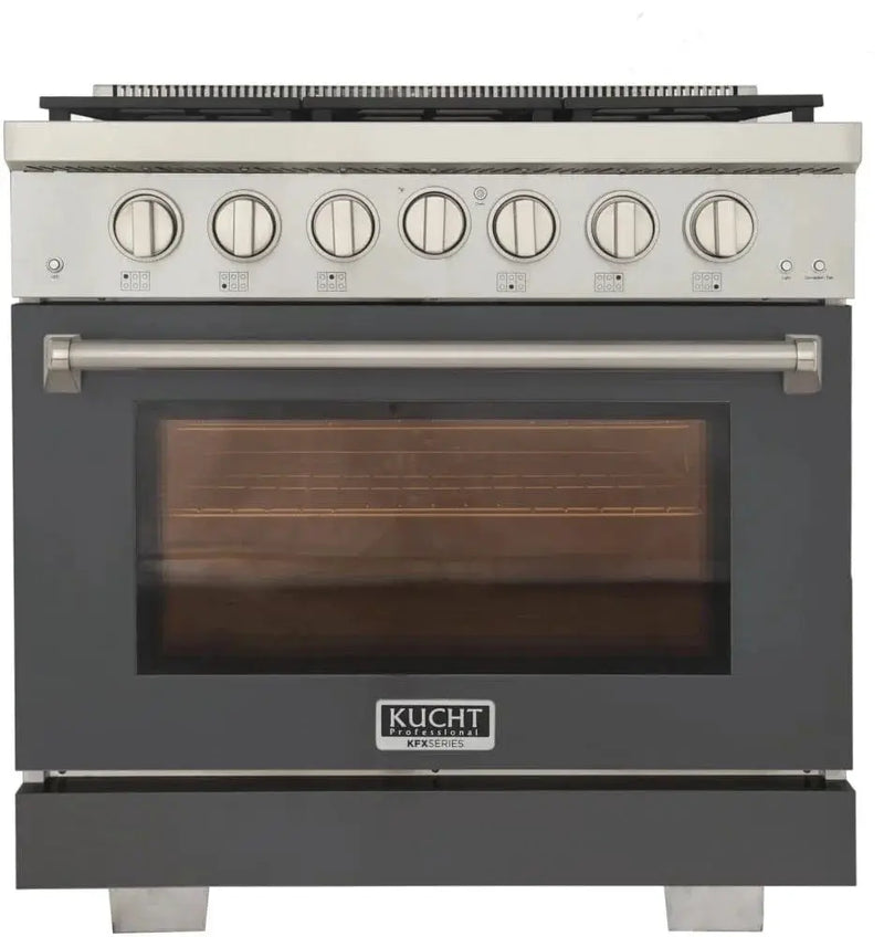 Kucht 36" Freestanding Professional Gas Range Liquid Propane KFX3600X/LP-GY by Farmhouse Kitchen and Bath
