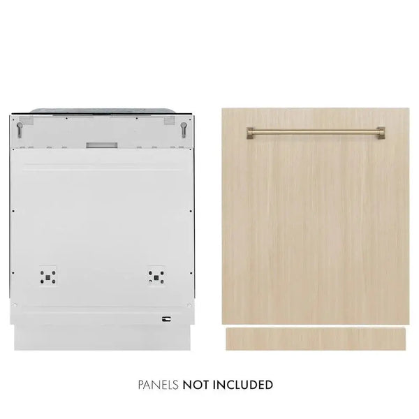 ZLINE Autograph Edition 24" Tall Tub Dishwasher, Custom Panel Ready, Champagne Bronze Handle DWMTZ-24-CB