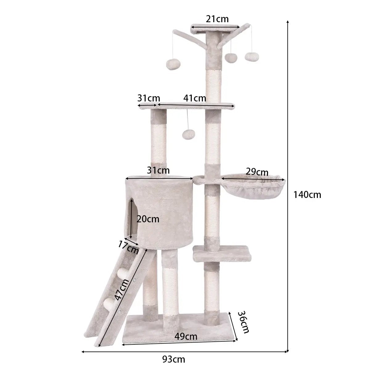 56 Inch Condo Scratching Posts Ladder Cat Play Tree by DirectDeals