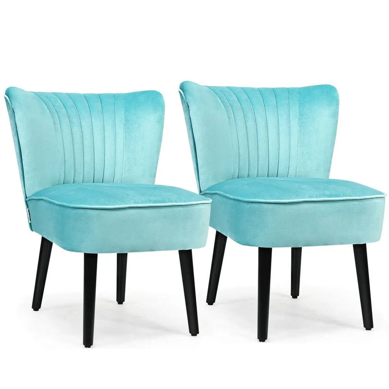 Set of 2 Upholstered Modern Leisure Club Chairs with Solid Wood Legs by DirectDeals
