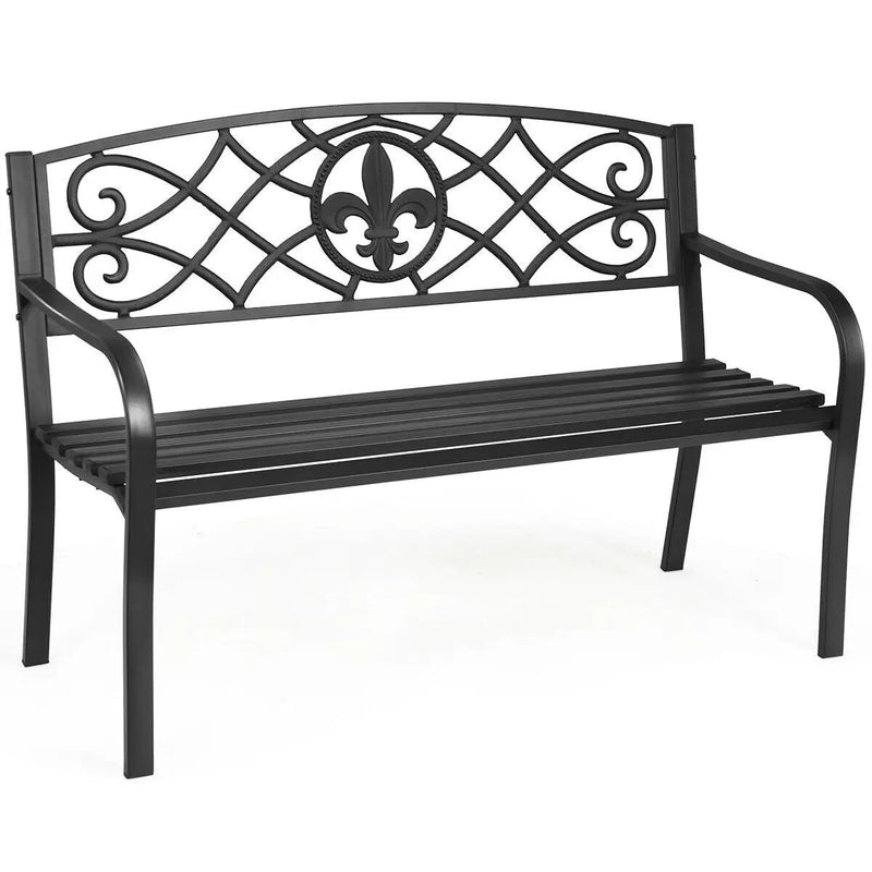 50 Inch Patio Heavy-Duty Metal Garden Bench by DirectDeals