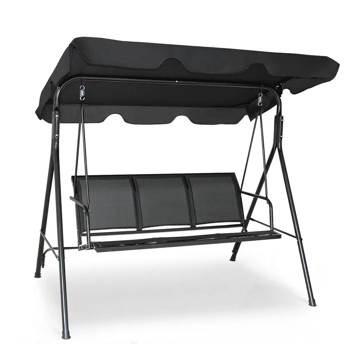3 Person Steel Frame Patio Swing with Polyester Angle and Adjustable Canopy by DirectDeals