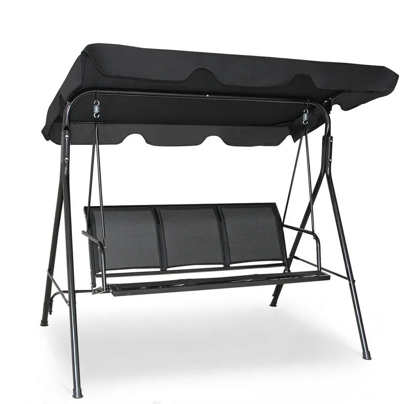 3 Person Steel Frame Patio Swing with Polyester Angle and Adjustable Canopy by DirectDeals