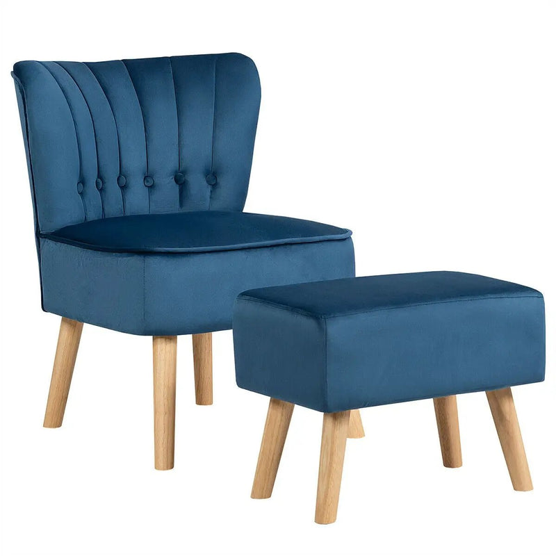 Modern Accent Chair Ottoman Set with Footstool by DirectDeals