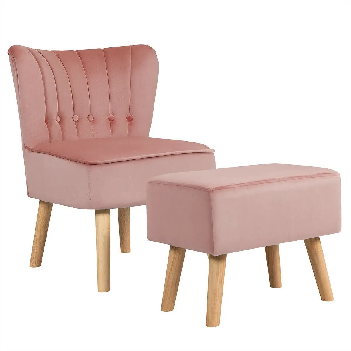 Modern Accent Chair Ottoman Set with Footstool by DirectDeals