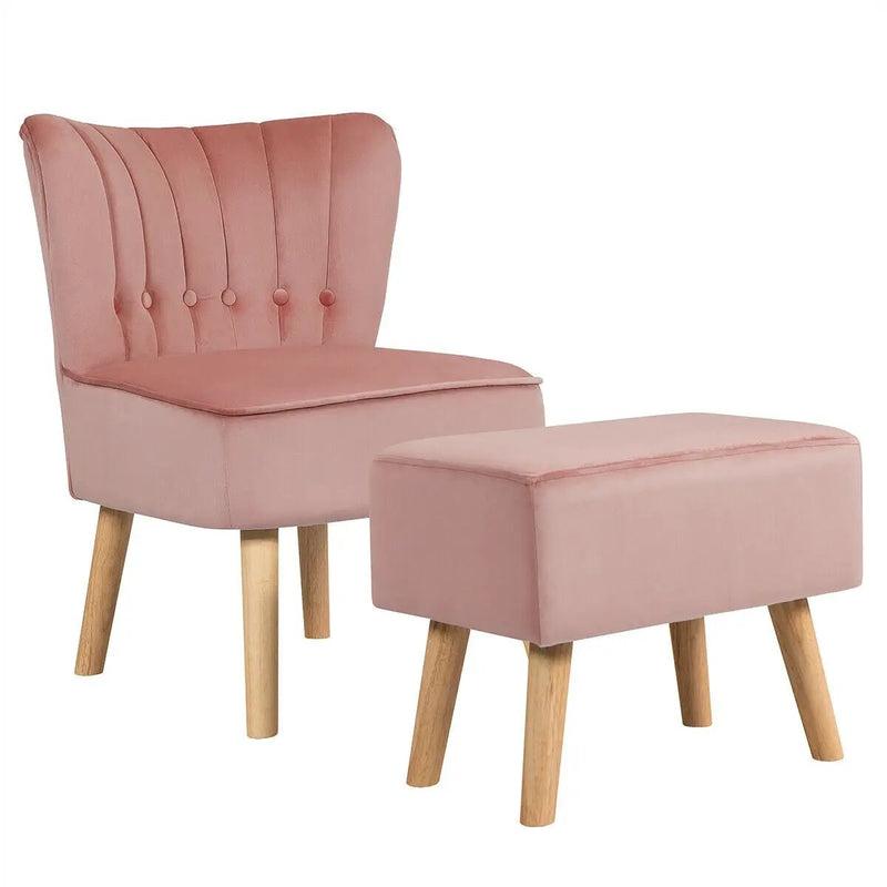 Modern Accent Chair Ottoman Set with Footstool by DirectDeals