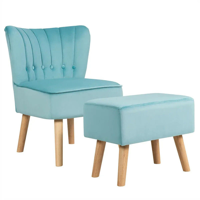 Modern Accent Chair Ottoman Set with Footstool by DirectDeals