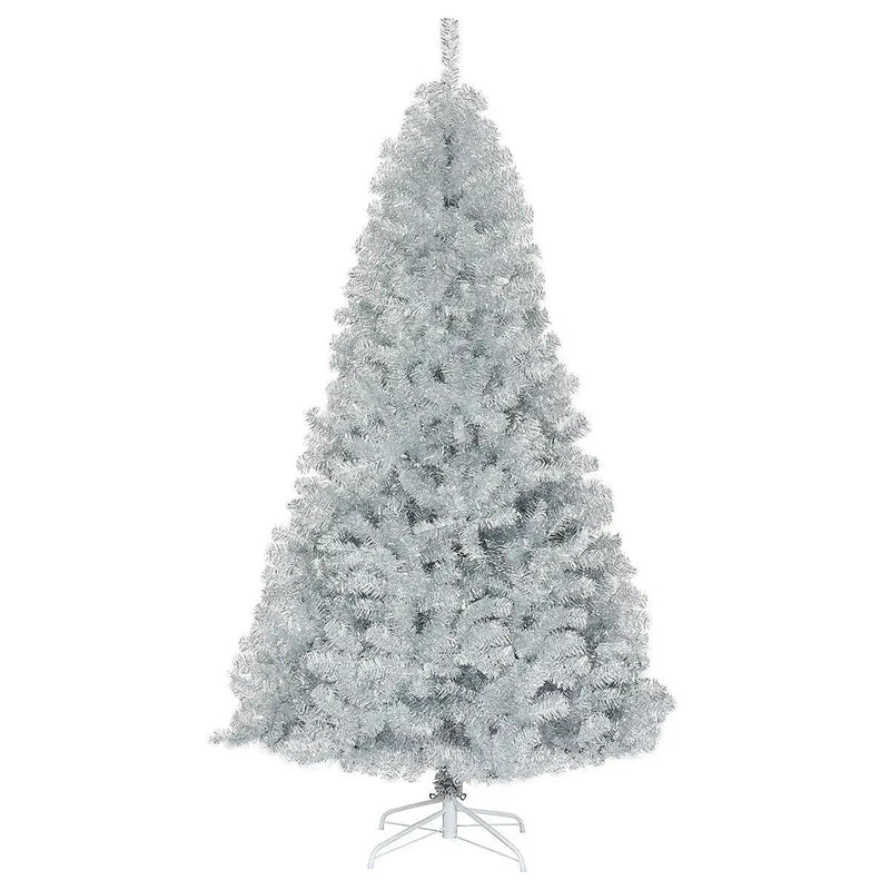 7.5 Ft Hinged Unlit Artificial Silver Tinsel Christmas Tree by DirectDeals