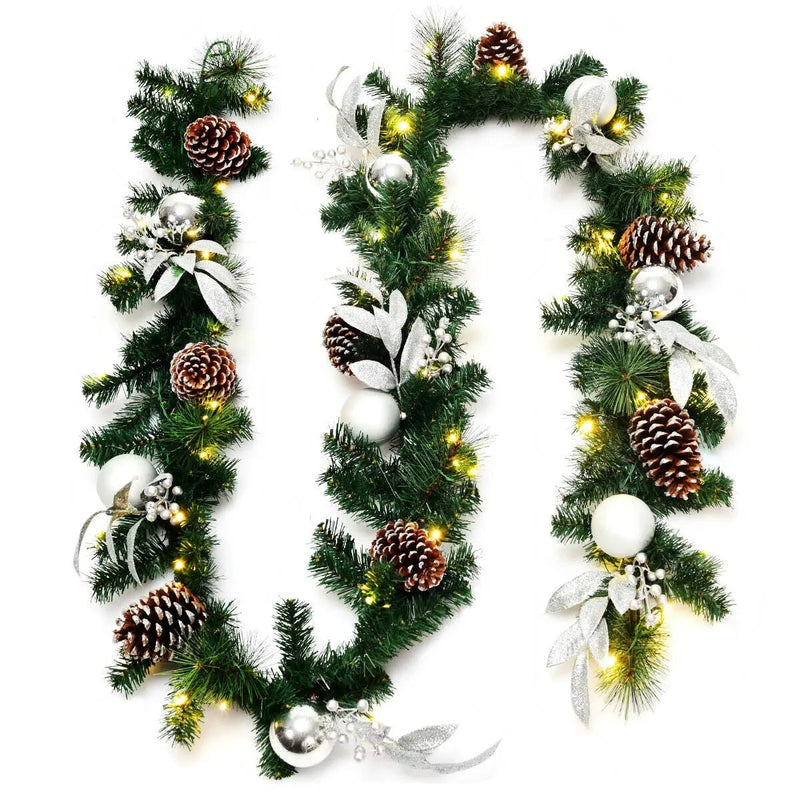 9 Feet Pre-Lit Artificial Christmas Garland with LED Lights by DirectDeals