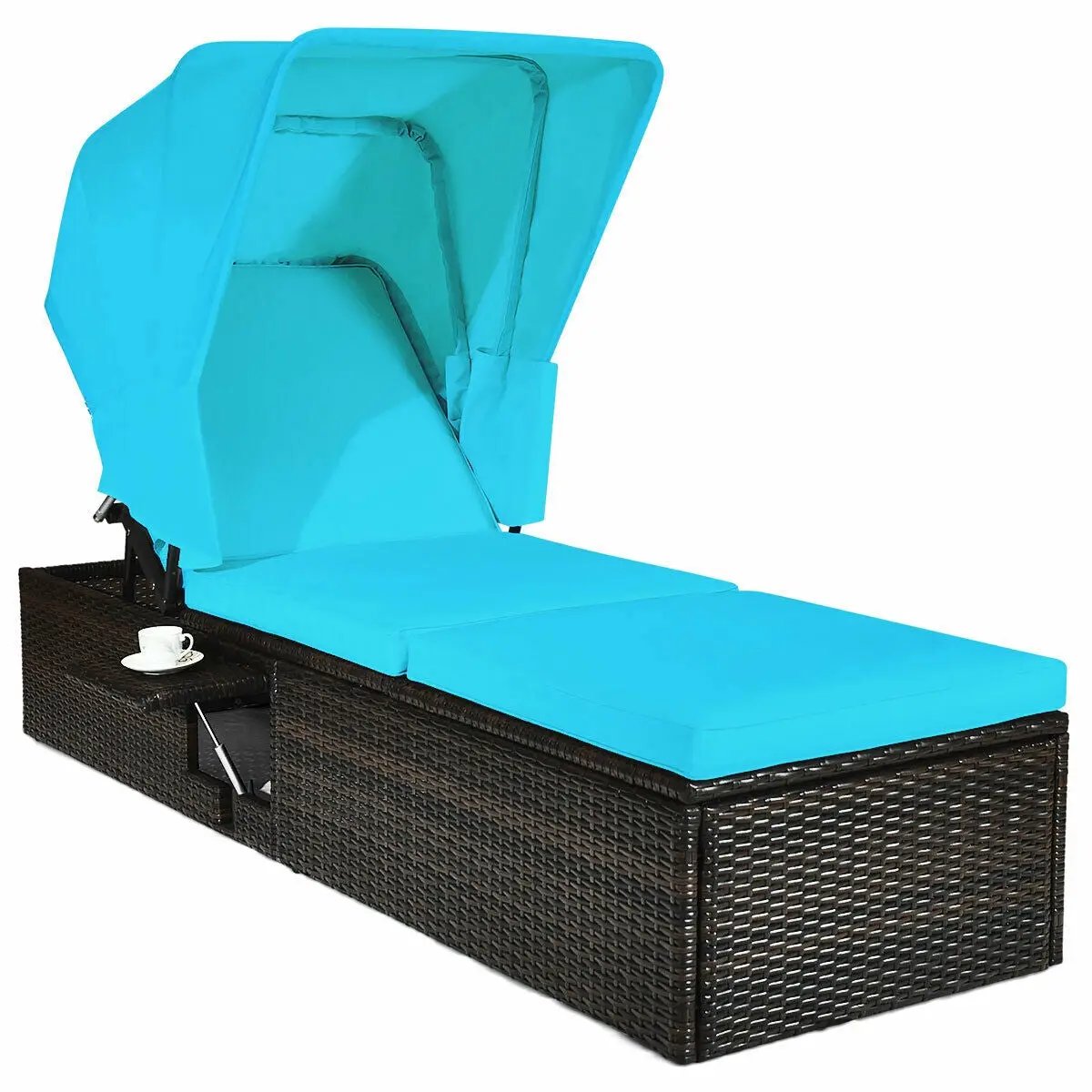 Outdoor Chaise Lounge Chair with Folding Canopy by DirectDeals