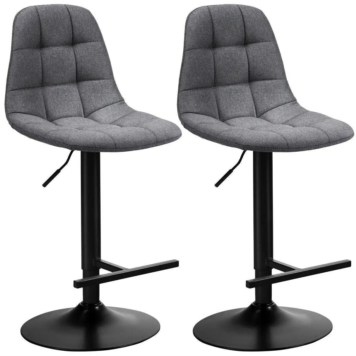 2 Pieces Adjustable Bar Stools Swivel Counter Height Linen Chairs-Brown by DirectDeals