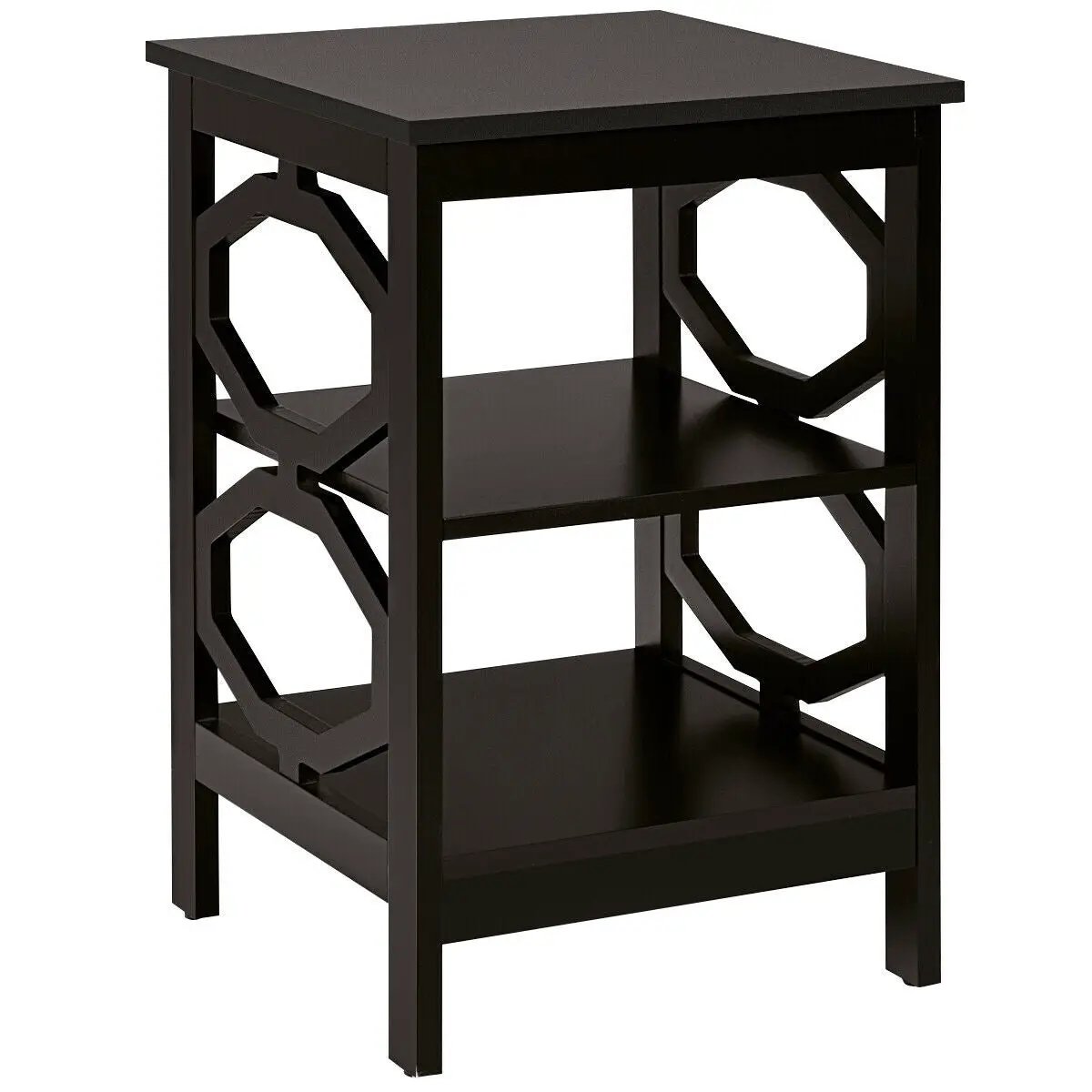 3-tier Nightstand Sofa Side End Accent Table-Black by DirectDeals