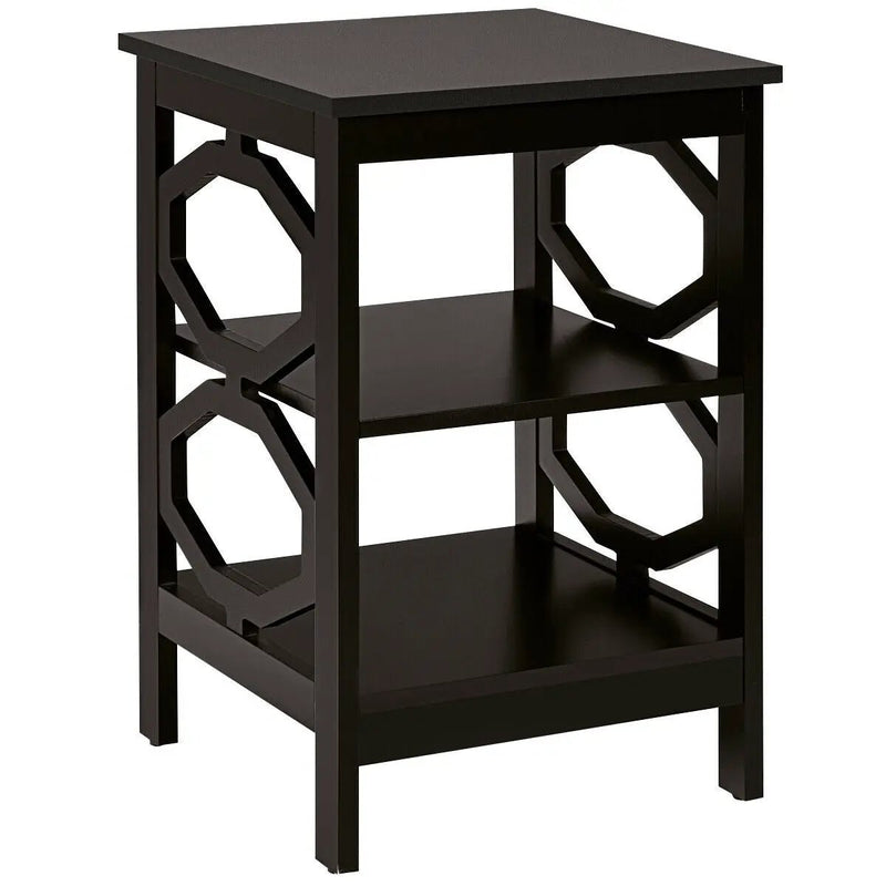 3-tier Nightstand Sofa Side End Accent Table-Black by DirectDeals