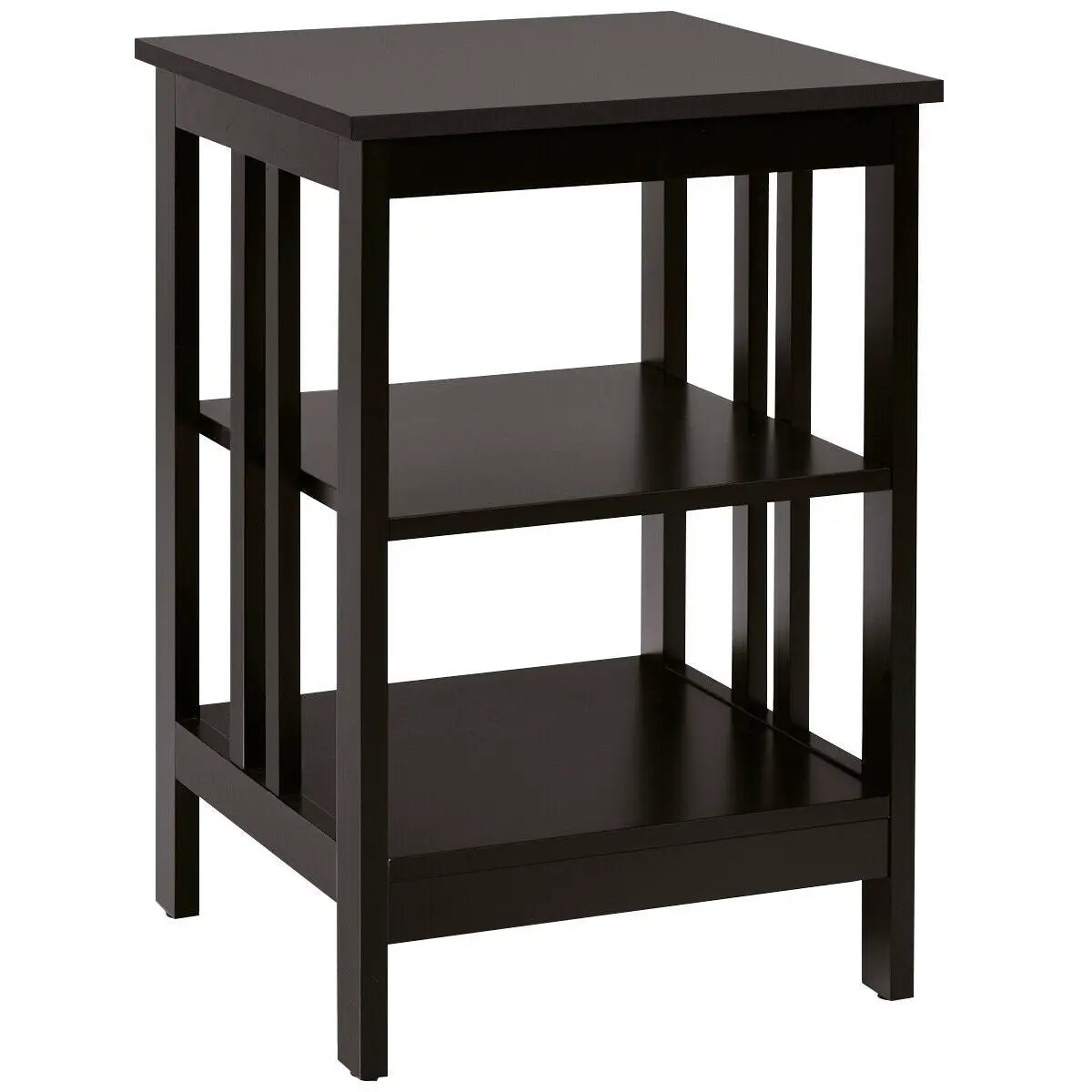 3-Tier Nightstand Sofa Side Table with Baffles and Round Corners by DirectDeals