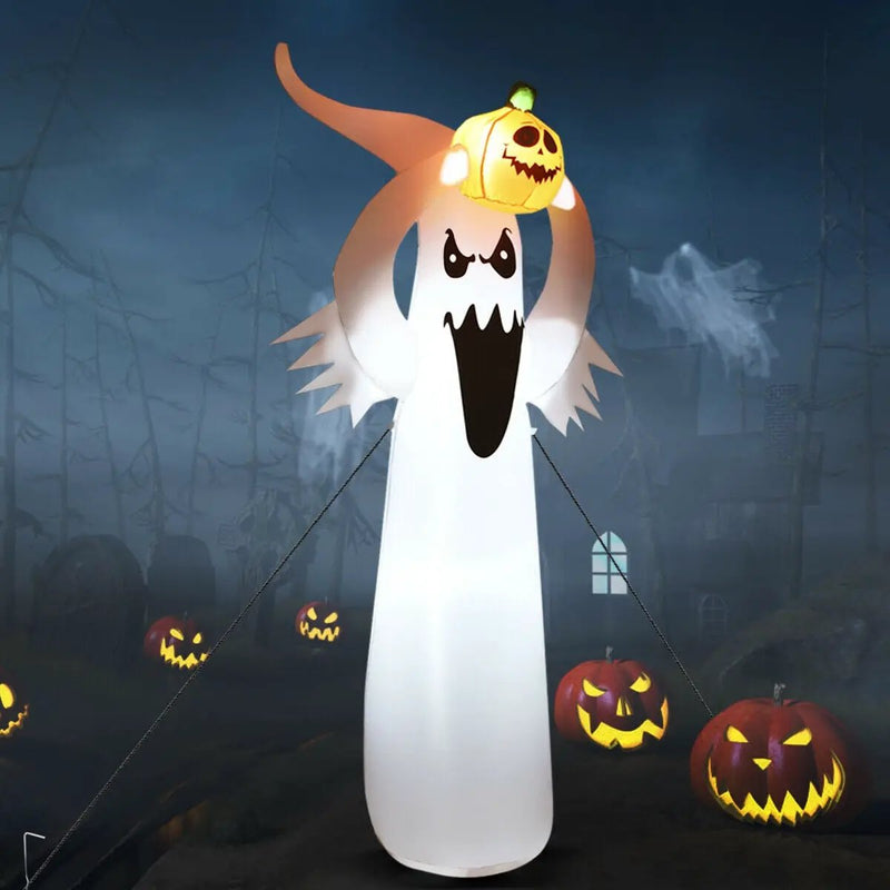 6 Feet Halloween Inflatable Blow Up Ghost with Pumpkin and LED Lights by DirectDeals