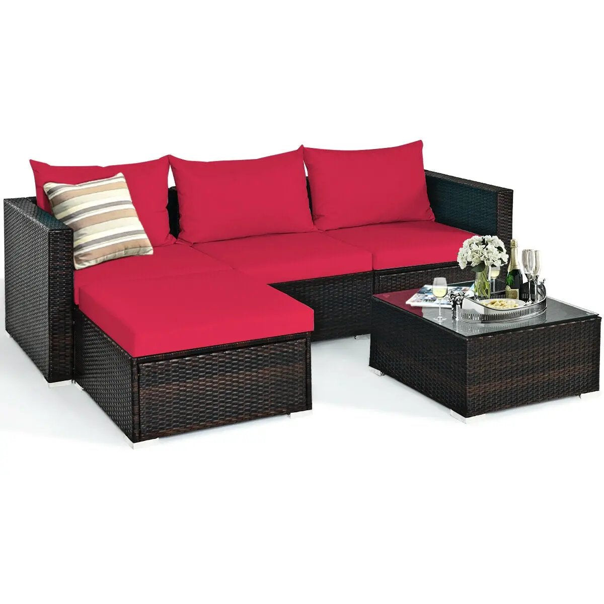 5 Pieces Patio Rattan by DirectDeals